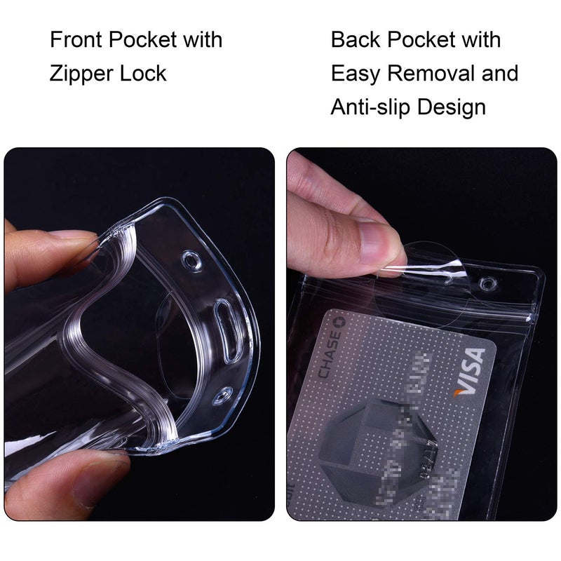 Wisdompro Cruise Lanyard Badge Holder, Wisdompro Vertical 2-Sided 2 Card Slot Waterproof Clear PVC ID Tag Holder with Ziplock and 20.8â€™â€™ Heavy Duty Detachable Neck Strap - 2 Set, Black/Blue - Image 2